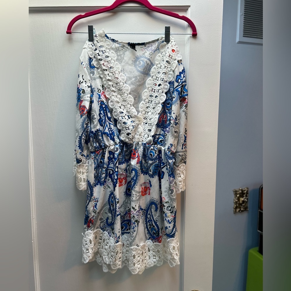 Lace Trim Swim Coverup - Size S